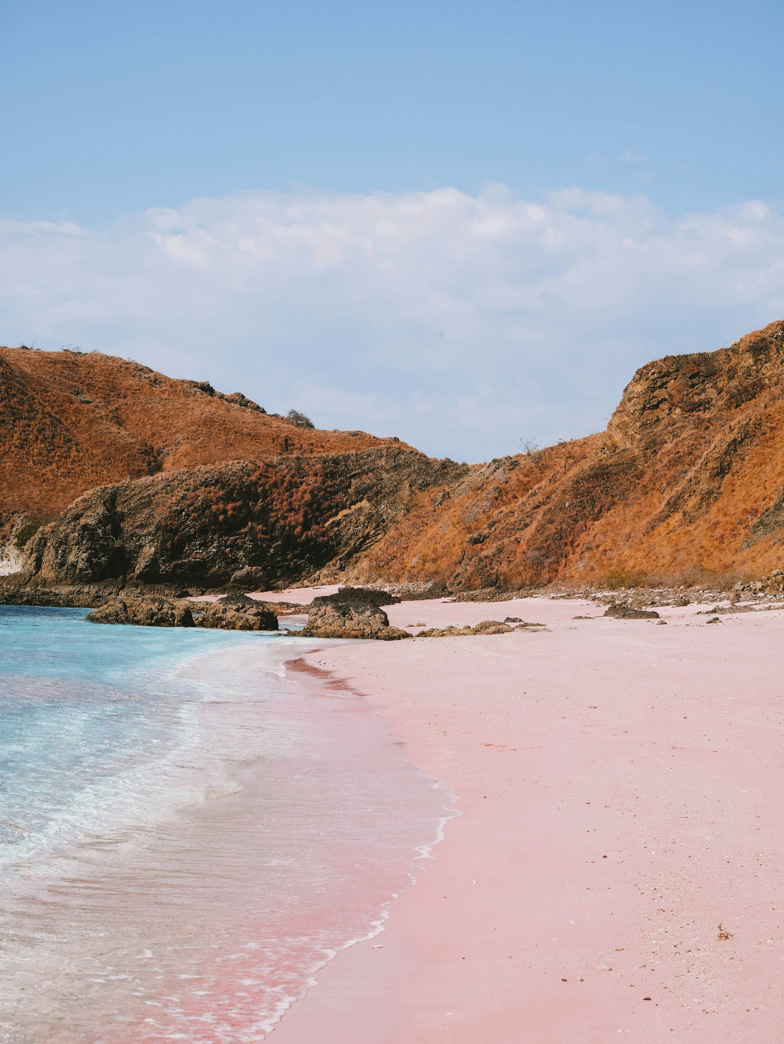 Pink sand beach at dusk